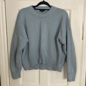 Quince cotton boyfriend crew neck sweater in baby blue